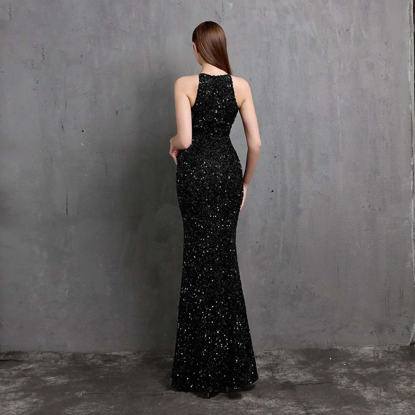 Ella halterneck sequined formal dress - Lady Occasions
