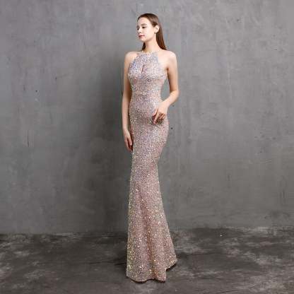 Ella halterneck sequined formal dress - Lady Occasions