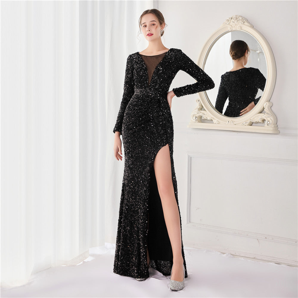 Ella sequined large split mermaid dress - Lady Occasions