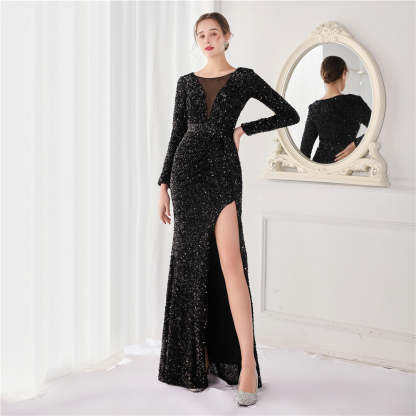 Ella sequined large split mermaid dress - Lady Occasions