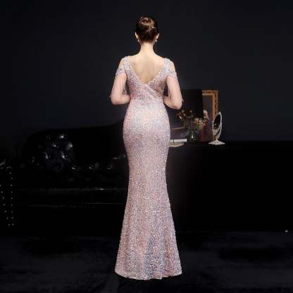 Emery sequined fringed fishtail dress - Lady Occasions