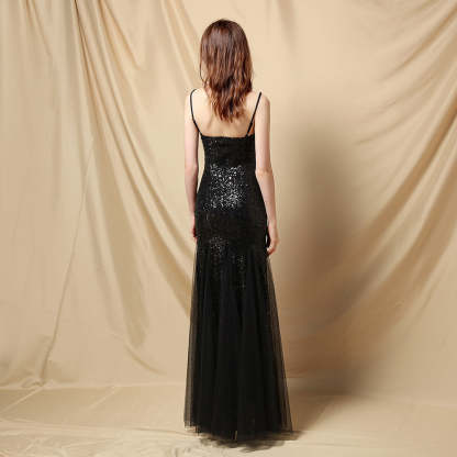 Jerry sling-mesh fishtail dress - Lady Occasions