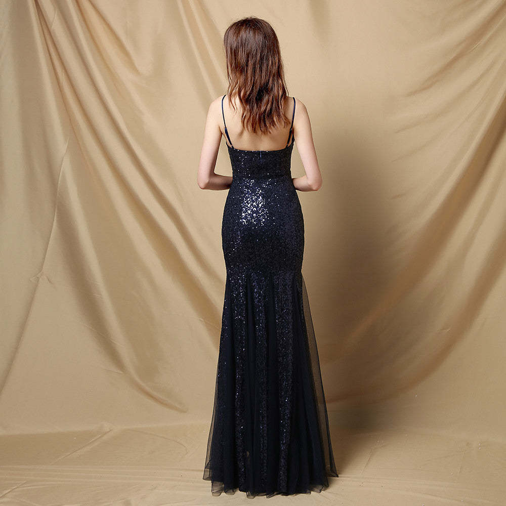 Jerry sling-mesh fishtail dress - Lady Occasions
