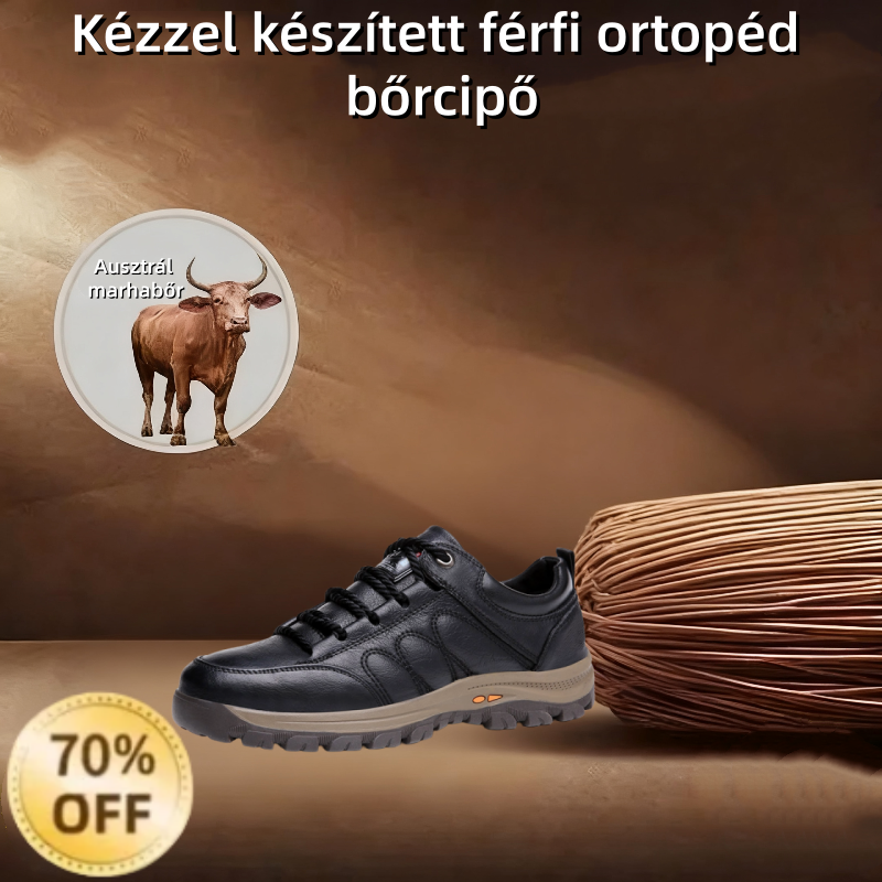 ⏰ Ma 70% kedvezmény - ne maradj le! 🐂 Újonnan fejlesztett férfi ortopéd cipők, vízállóak és csúszásmentesek, kézzel készítettek valódi ausztrál marhabőrből. 👞