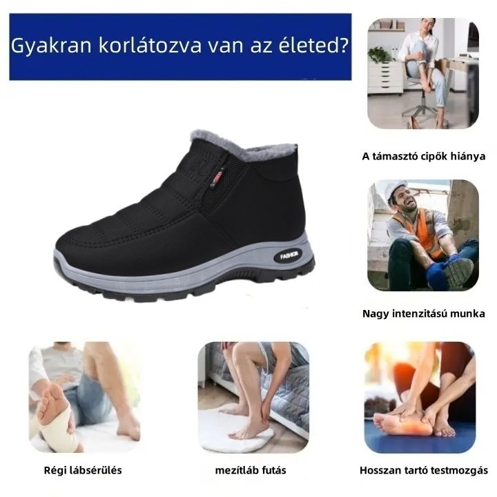 (❄️Utolsó nap 50% kedvezménnyel) Ne maradj le! ⏰Kényelmes, valódi gyapjúból készült, meleg cipő, vízálló, lábboltozat-támasztékkal a könnyebb járás érdekében.
