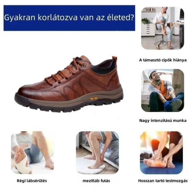 ⏰ Ma 70% kedvezmény - ne maradj le! 🐂 Újonnan fejlesztett férfi ortopéd cipők, vízállóak és csúszásmentesek, kézzel készítettek valódi ausztrál marhabőrből. 👞
