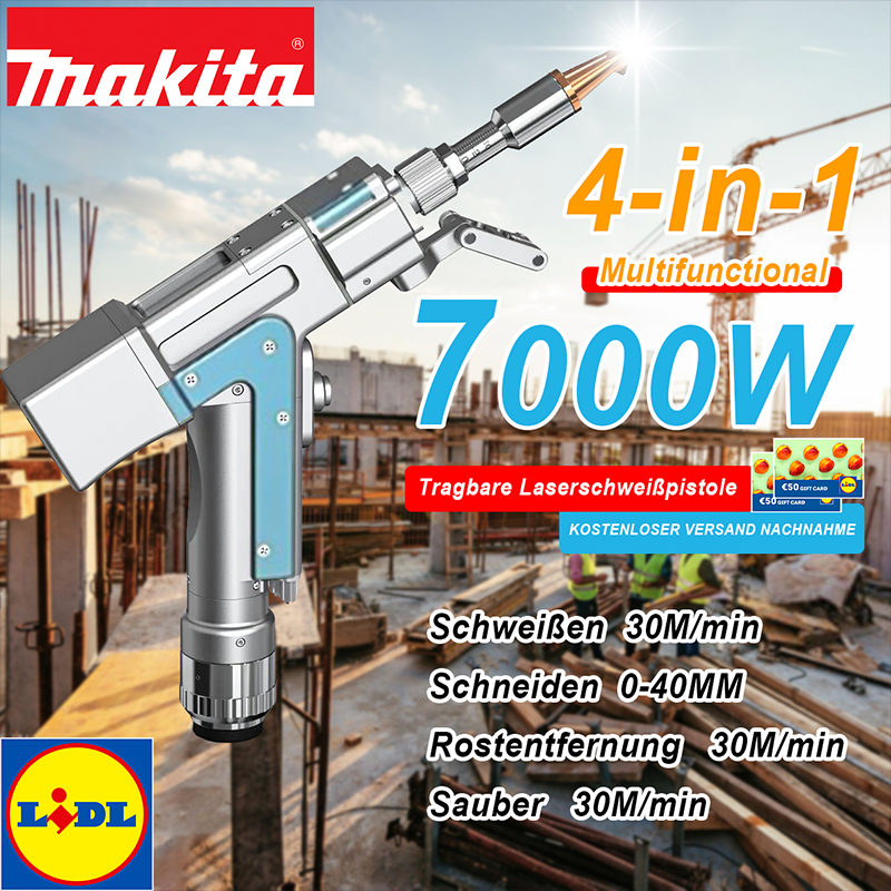 Makita 7000W 4-in-1 Multifunktions-Laserpistole (Schweißen, Reinigen, Rostentfernung, Schneiden)
