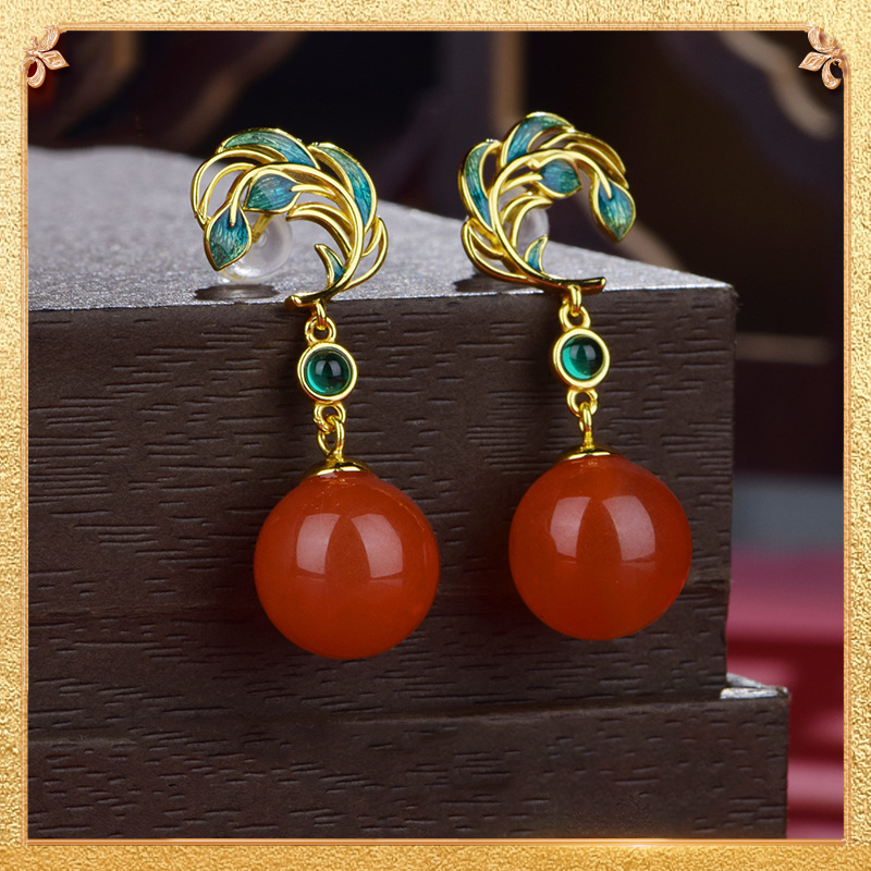 Enamel Phoenix - tail Earrings