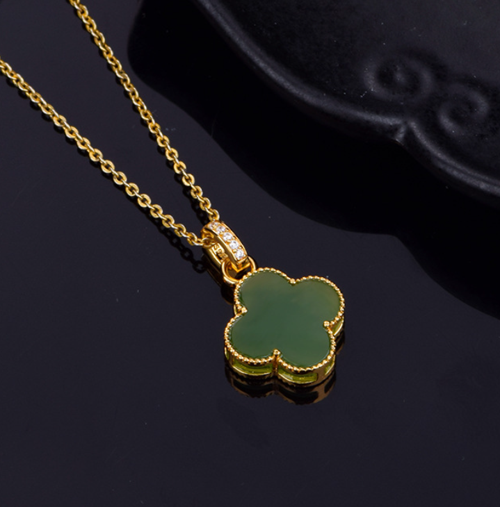 S925 Silver Inlaid Hetian Jade "Lucky Clover" Earrings (Model K1471)