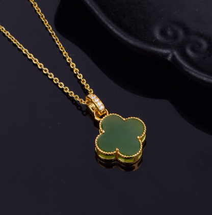 S925 Silver Inlaid Hetian Jade "Lucky Clover" Earrings (Model K1471)