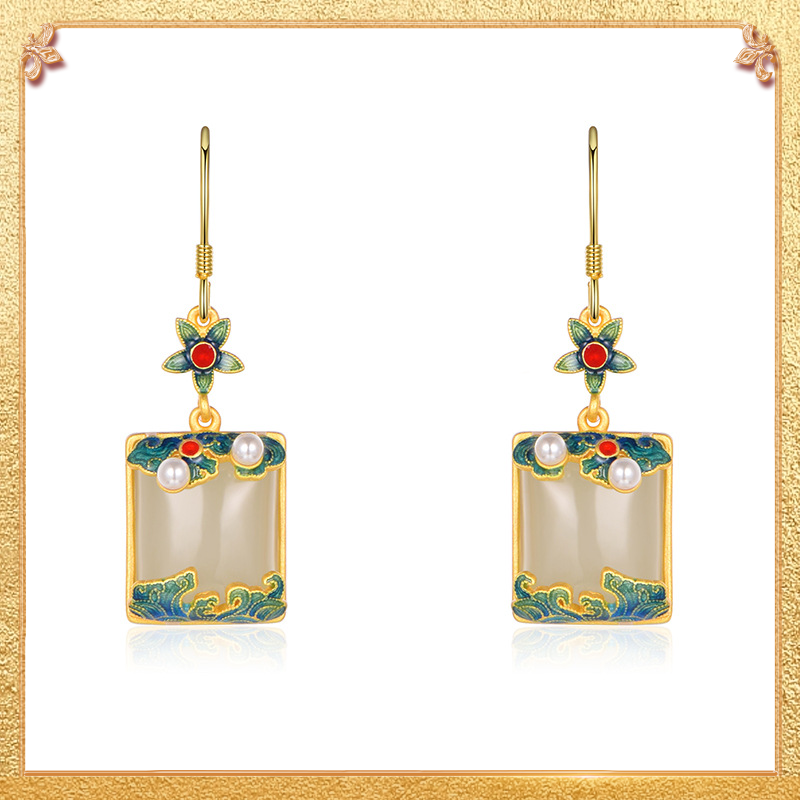 close-up shot display of the great luck earrings