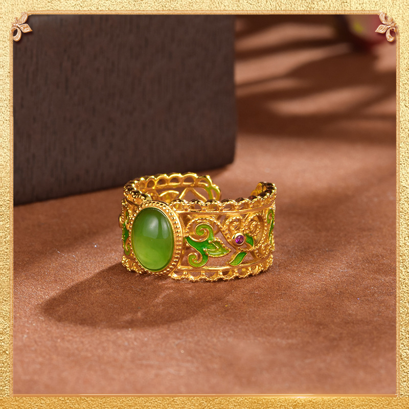 Retro Jasper Ring - Hetian jasper has a luxurious texture