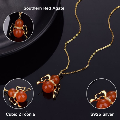 Southern Red Agate "Gourd Ruyi" Pendant (Model BY4595)