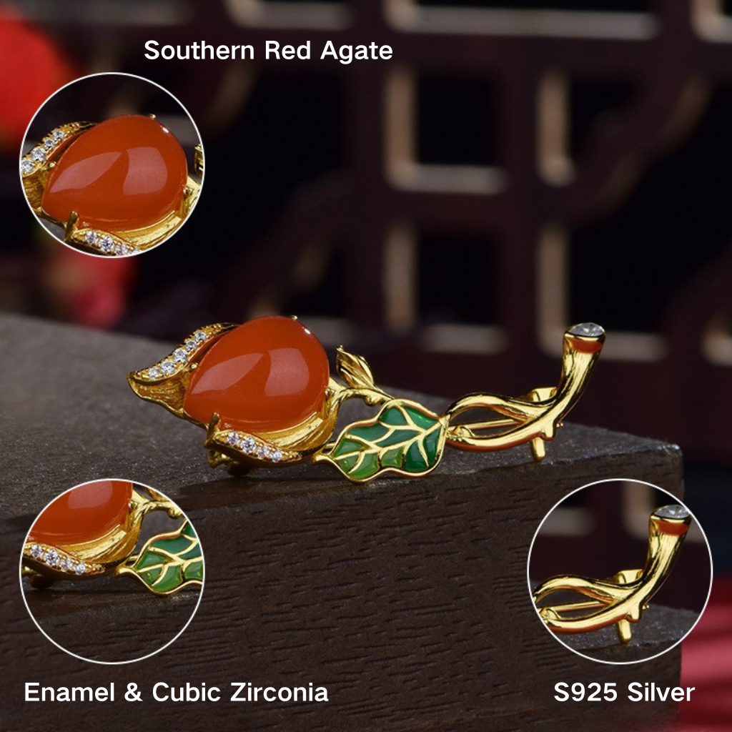 Southern Red Agate "Rose" Brooch (Model K3514)