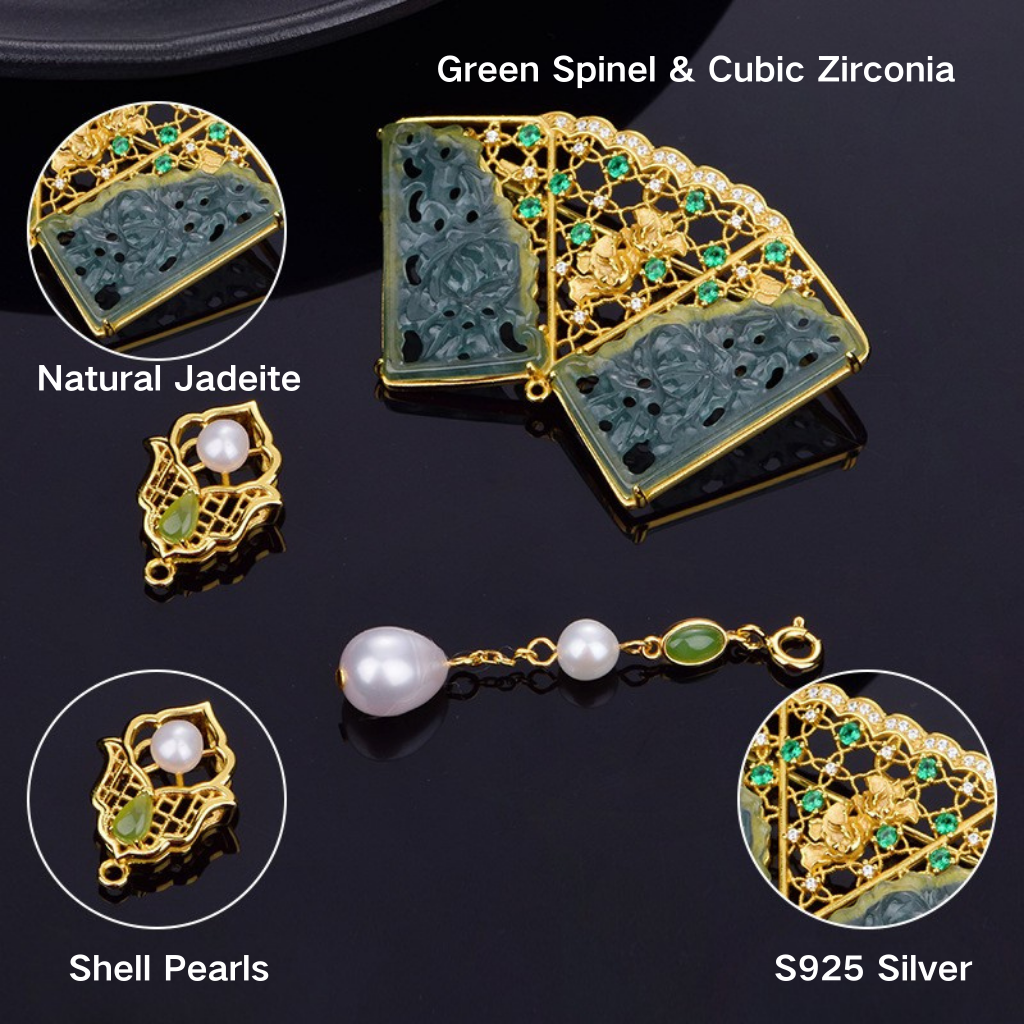 Jadeite "Fan Edge Treasure" 2-in-1 Brooch/Pendant (Model K3835)