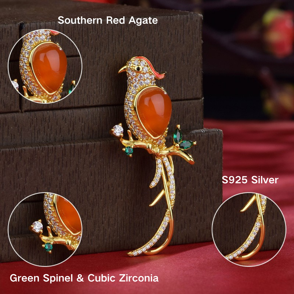 Southern Red Agate "Joy on the Brow" Brooch 