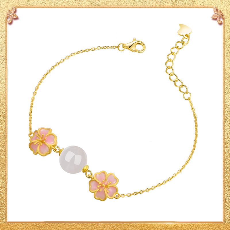 close-up shot display of the cherry blossom bracelet