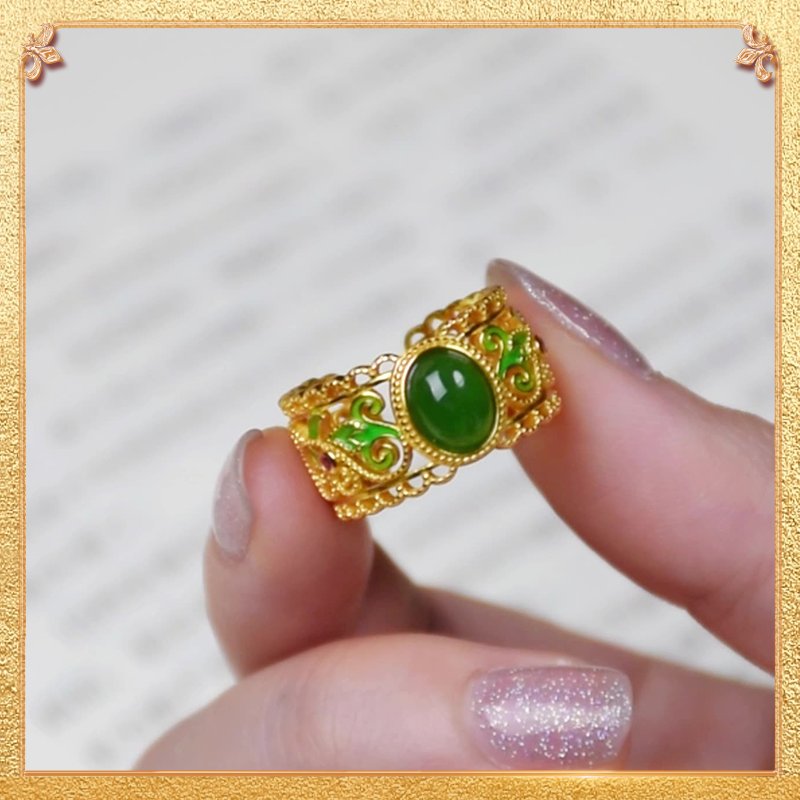 Retro Jasper Ring - Hetian jasper has a luxurious texture