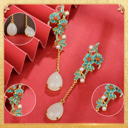 detail display of the floral language earrings