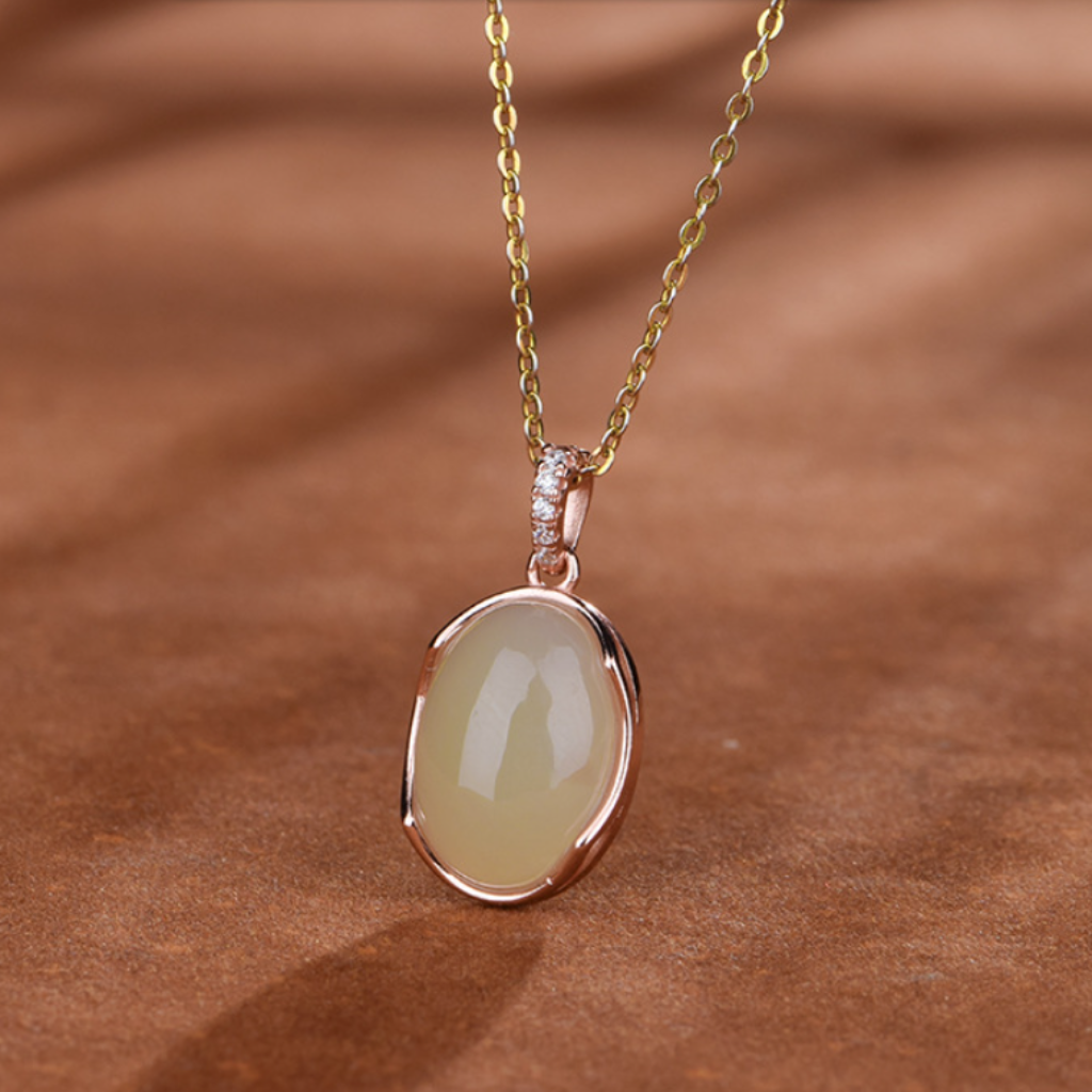 minimalist Hetian white jade pendant