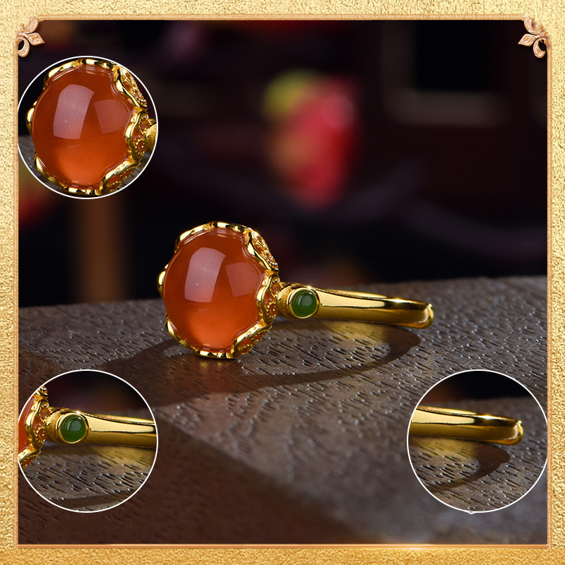 Floral Language South Red Agate Ring