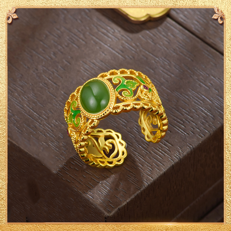 Retro Jasper Ring - Hetian jasper has a luxurious texture