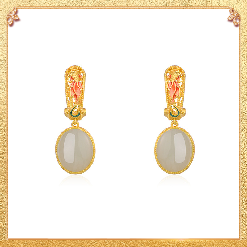 close-up shot display of the abundant wealth and treasures Earrings