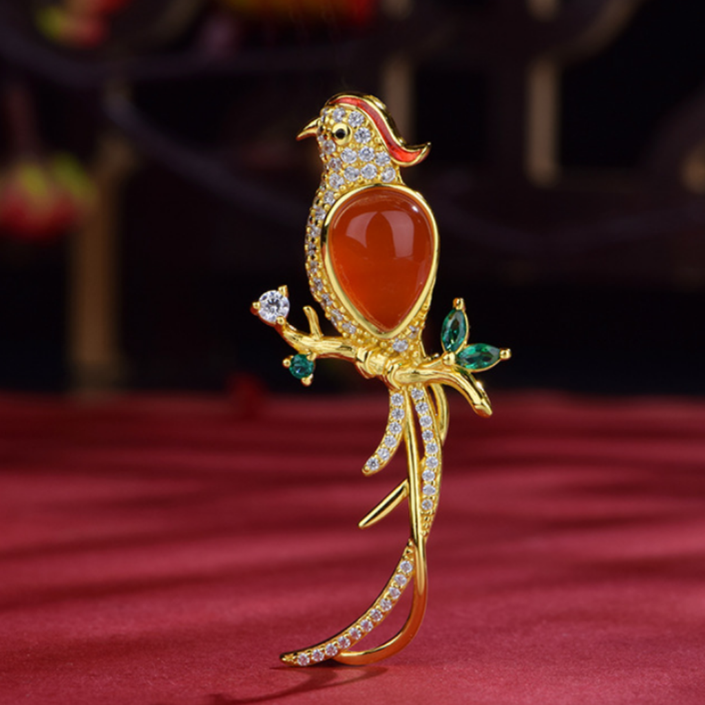 Southern Red Agate "Joy on the Brow" Brooch 