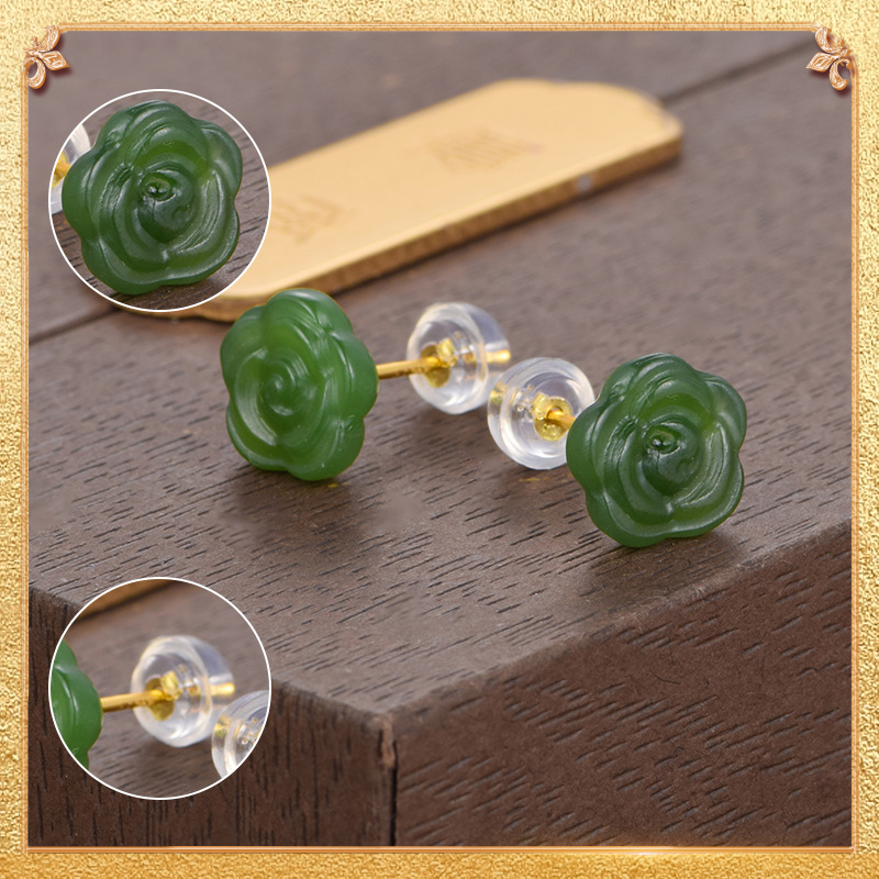 Rose Ear studs, the petals are exquisitely shaped like a real rose's.