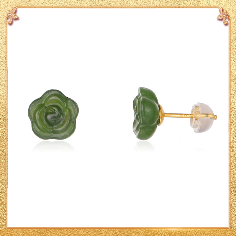 Rose Ear studs, the petals are exquisitely shaped like a real rose's.