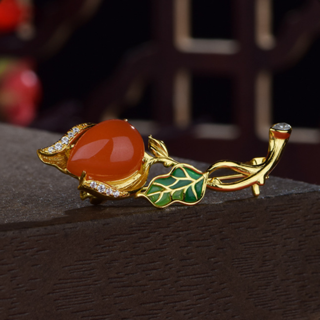 Southern Red Agate "Rose" Brooch (Model K3514)