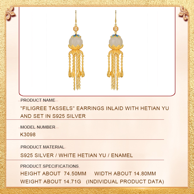 the specification and size of the filigree tassels earrings