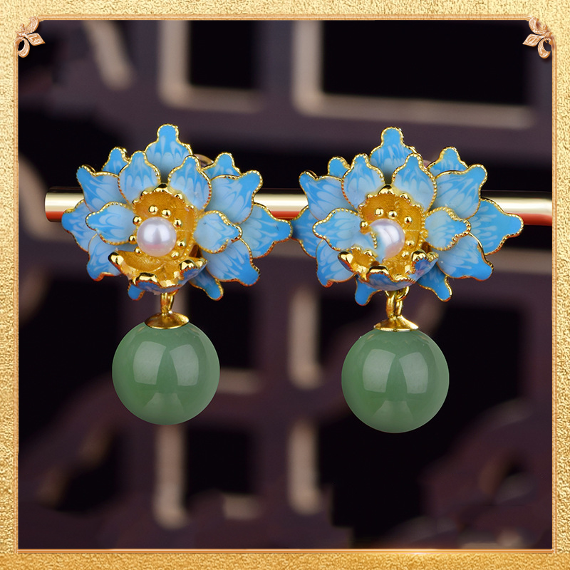 Peony Earrings symbolizing prosperity, romance, and beauty