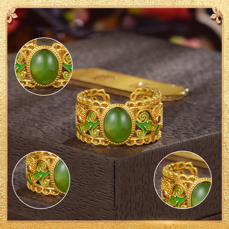 Retro Jasper Ring - Hetian jasper has a luxurious texture