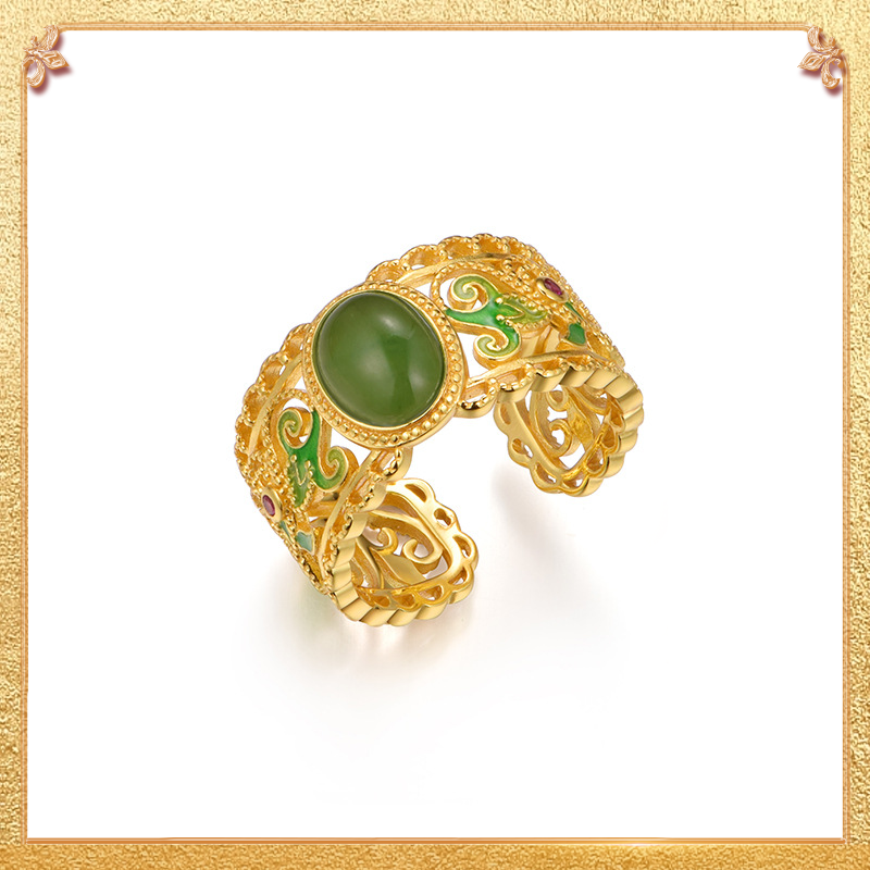 Retro Jasper Ring - Hetian jasper has a luxurious texture