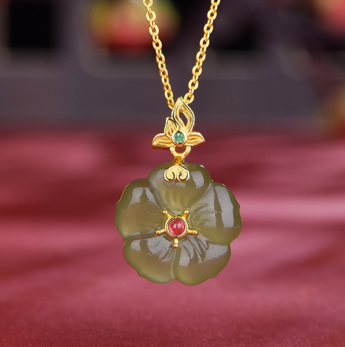 Hetian Jasper "Butterfly Whisper" Bright Gold Necklace