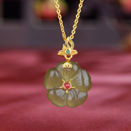 Hetian Jasper "Butterfly Whisper" Bright Gold Necklace