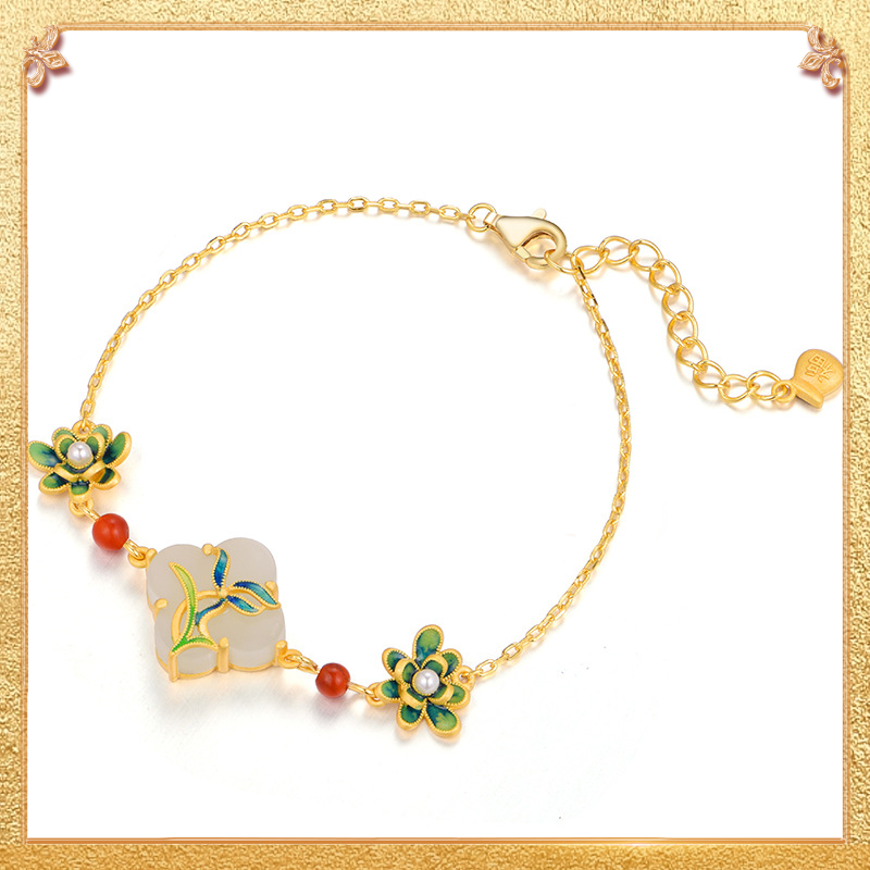 close-up shot display of the orchid bracelet