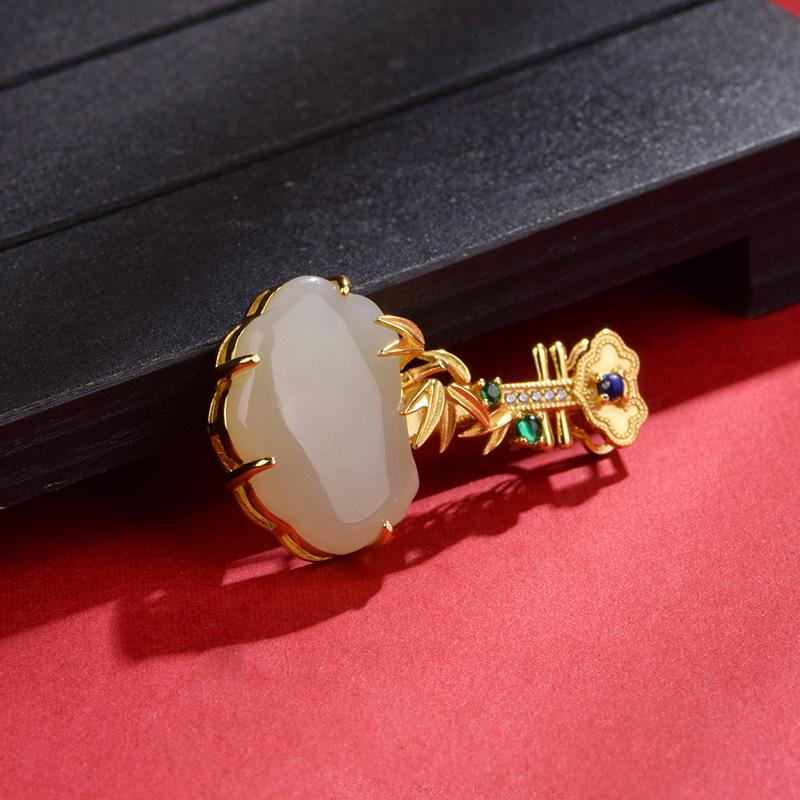 Hetian Jade "Pipa" Dual-Wear Pendant & Brooch