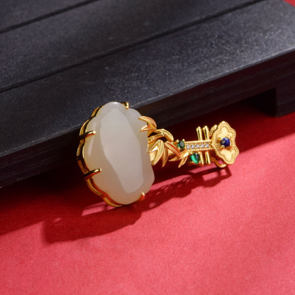 Hetian Jade "Pipa" Dual-Wear Pendant & Brooch