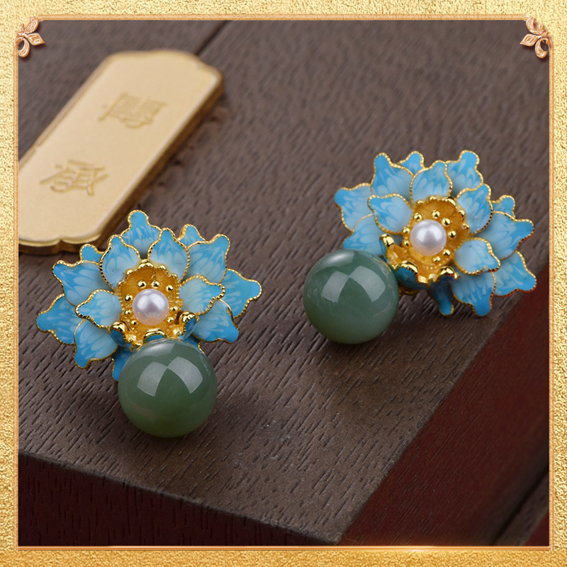 Peony Earrings symbolizing prosperity, romance, and beauty