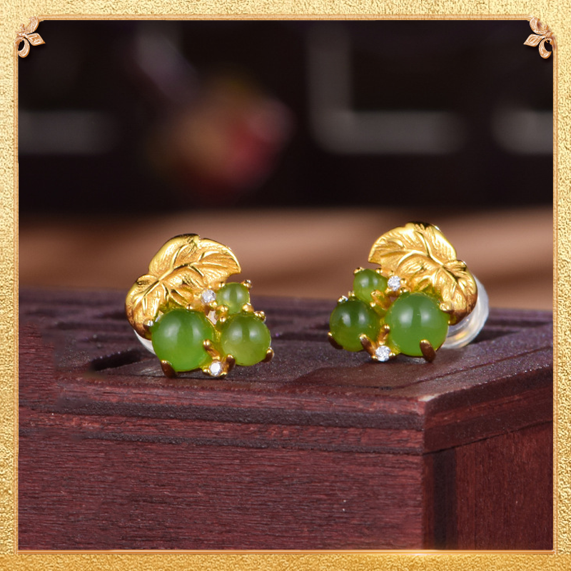 These Grape Ear studs symbolize abundance and prosperity.
