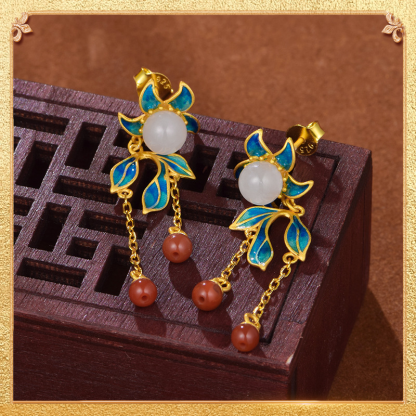 Flowers of dreams Earrings - Retro Chinese style