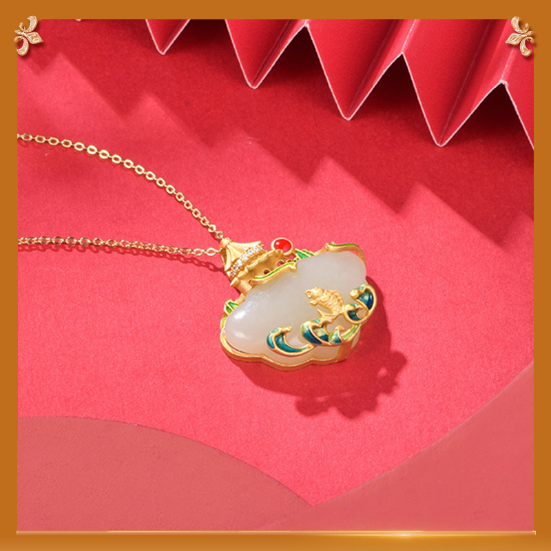 the second display of the fish leaping over the dragon gate pendant