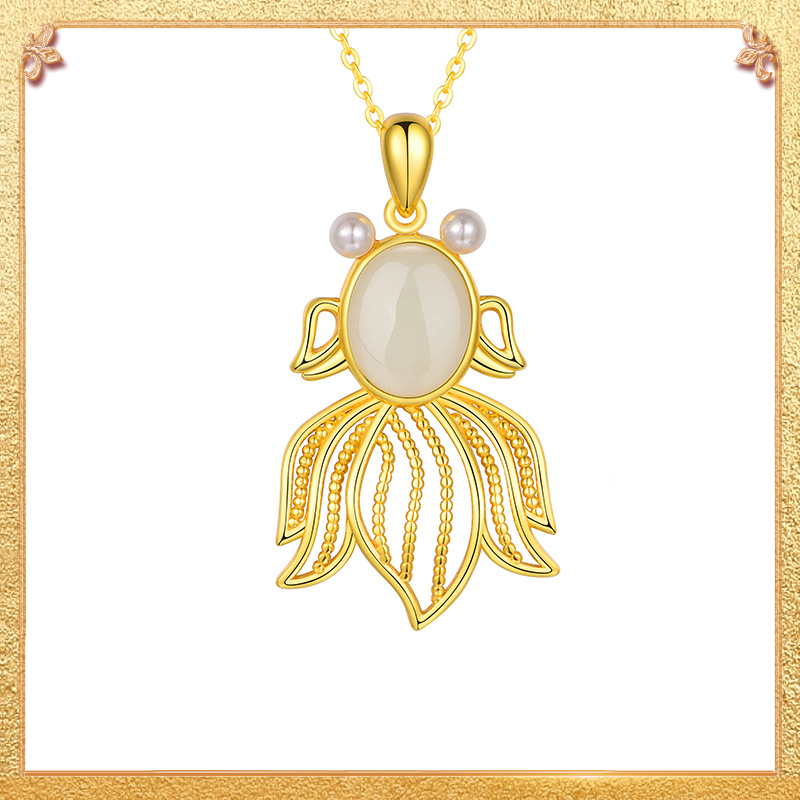 close-up shot display of the lucky fish pendant 