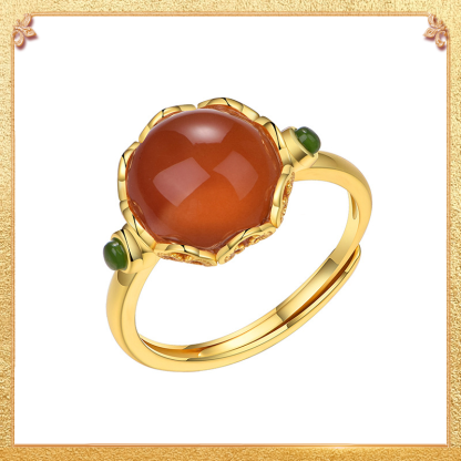 Floral Language South Red Agate Ring