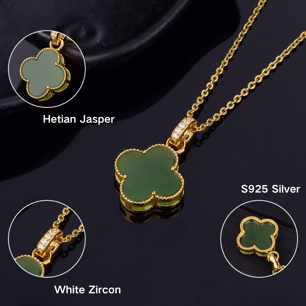 S925 Silver Inlaid Hetian Jade "Lucky Clover" Earrings (Model K1471)