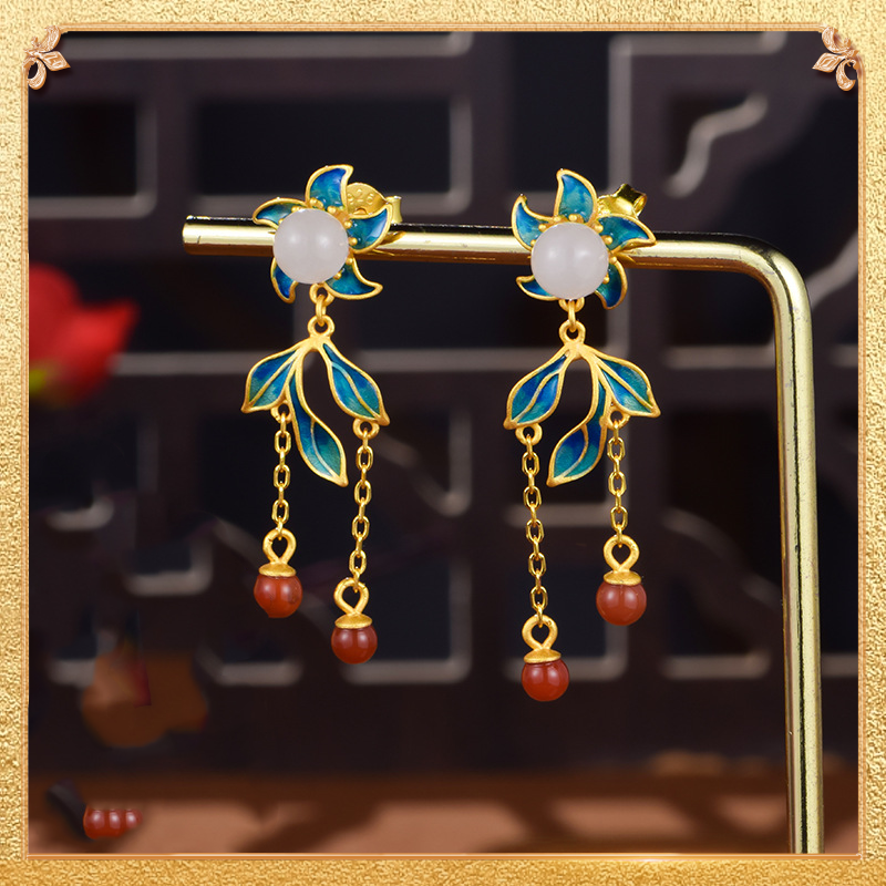 Flowers of dreams Earrings - Retro Chinese style