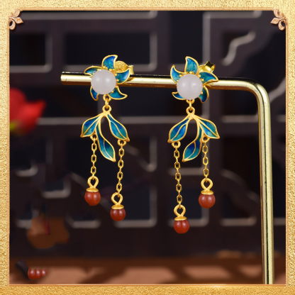 Flowers of dreams Earrings - Retro Chinese style
