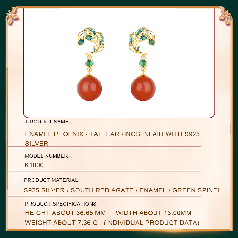 Enamel Phoenix - tail Earrings